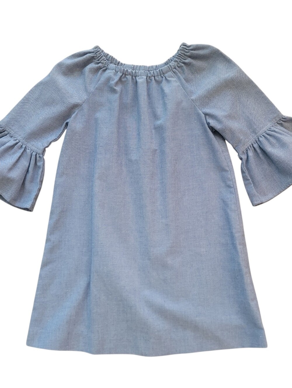 Kelly’s Kids Girls Blue Chambray Bell Sleeve Dress Size 5/6 Southern Preppy